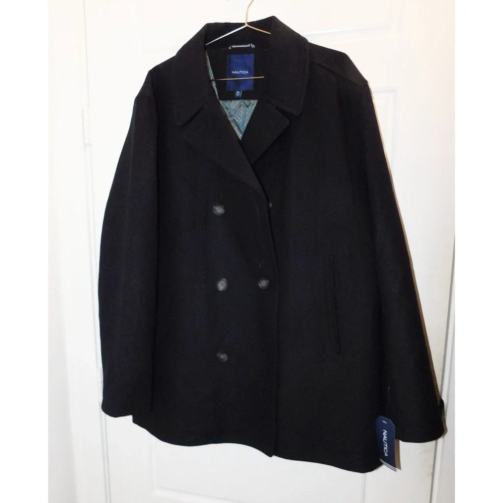 Nautica Wool Blend Peacoat Navy Double Breasted Coat Mens XXL NWT